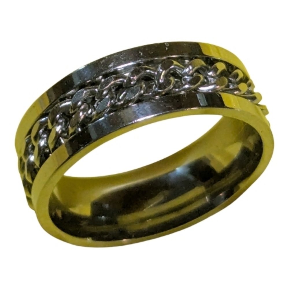 NEW Fidget Chain Ring Silver Color Sz 11 Mens Women's A-030